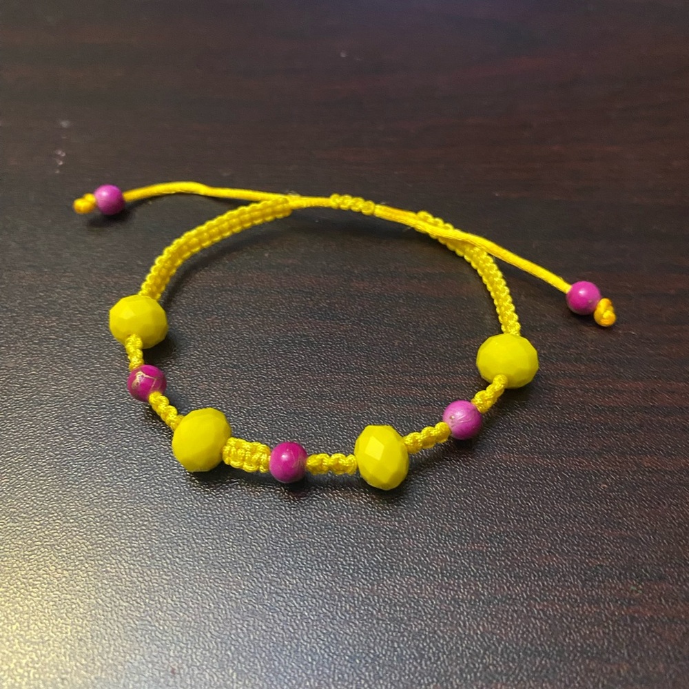 Vibrant Yellow and Pink Beaded Bracelet